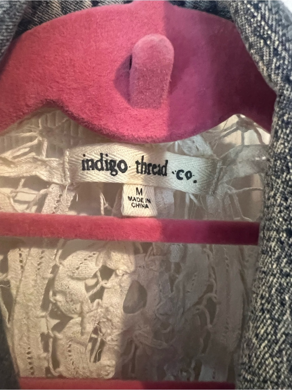 Indigo Thread Co. Women's Washed Denim Vest with Lace Back - Blue - Picture 2 of 4